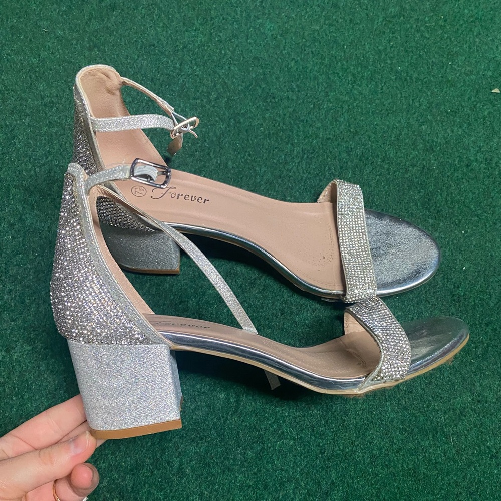Silver bedazzled heels